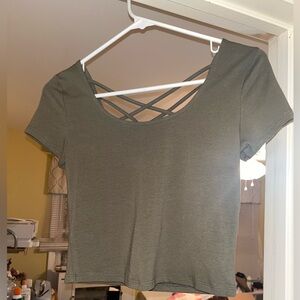 *BRAND NEW/ NEVER WORN* Charlotte Russe Olive Green Crop Top w| Criss Cross Back